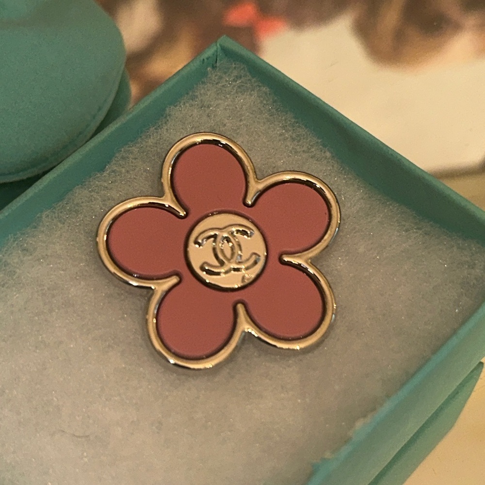CHANEL Pink Floral Brooch